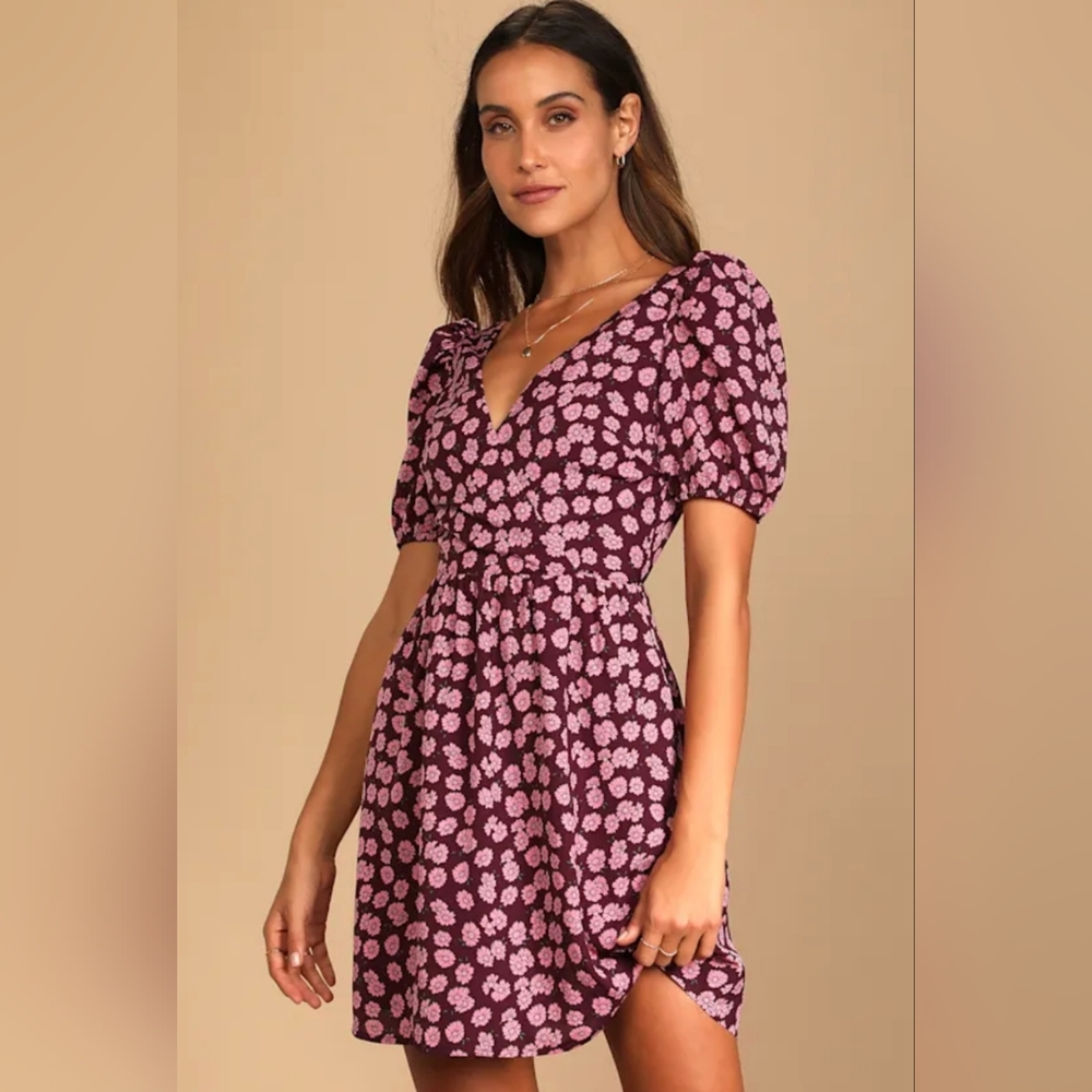 Lulu's Purple Floral Mini Dress